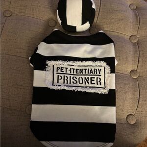 Black and White Striped “Prisoner” Pet Costume